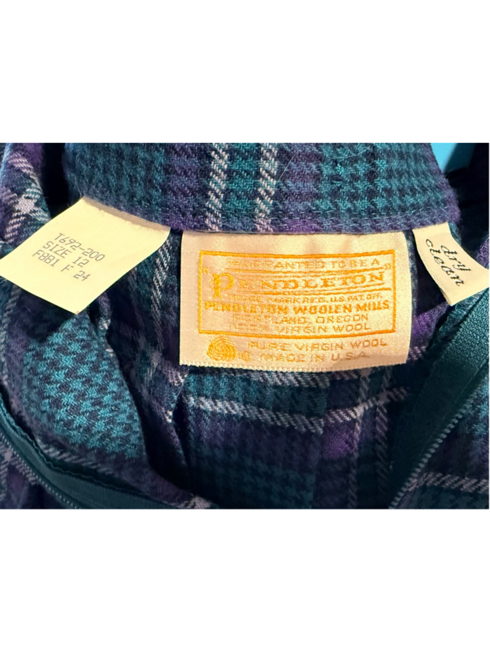 Vintage 80s Pendleton Town & Country Wool Plaid Skirt NWT Deadstock Size 12 Made - Picture 8 of 9
